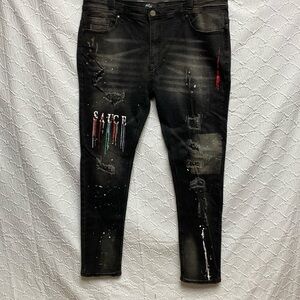 Switch Remarkable size 40X32 black‎ acid wash slim taper fit stretch street wear